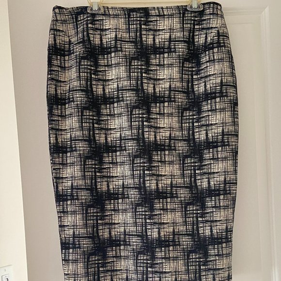 RAOUL BEAUTIFUL BLACK/WHITE MIDI SKIRT SIZE 14 NWT - Picture 1 of 6
